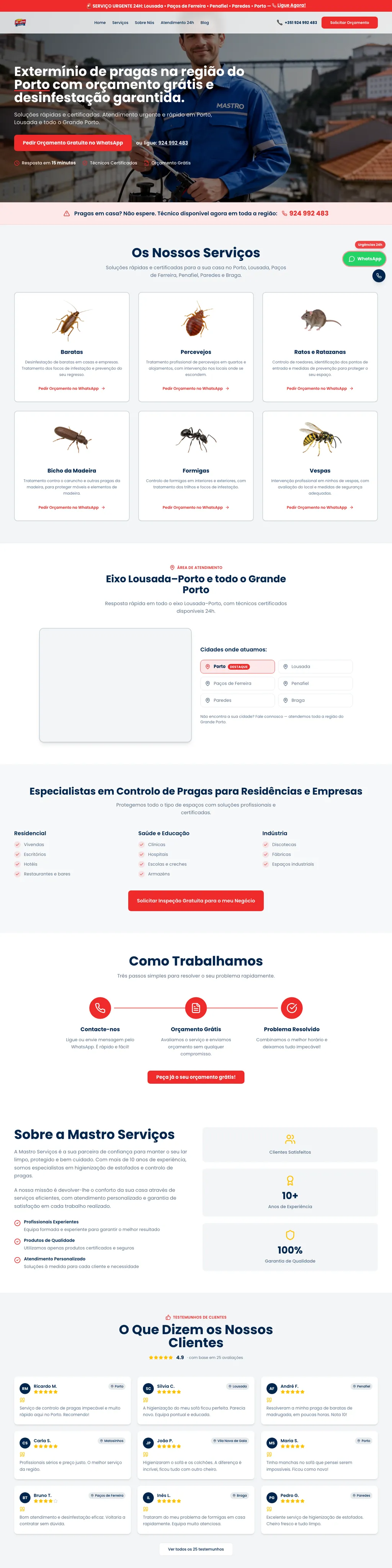 Página do site Mastro Soluções